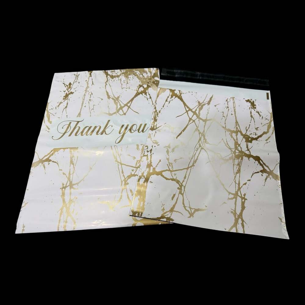 (10) 10 x 13 ‘Thank You’ Pink Marble Self-Sealing Poly Mailers Shipping Envelope